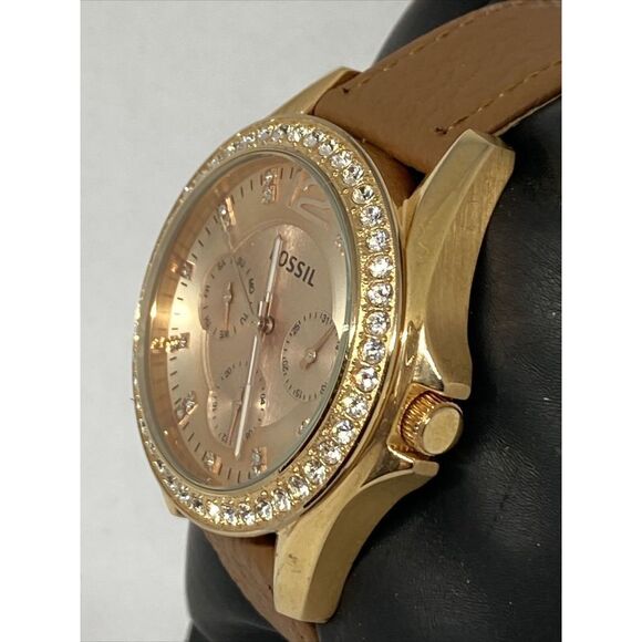 Fossil Riley ES2811 Women's Brown Leather Analog Dial Quartz Wrist Watch OP797 - Picture 4 of 12